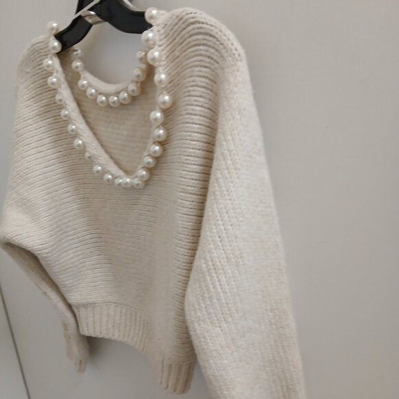 Zara Woman Pearl Collar Sweater Knit - Picture 6 of 7